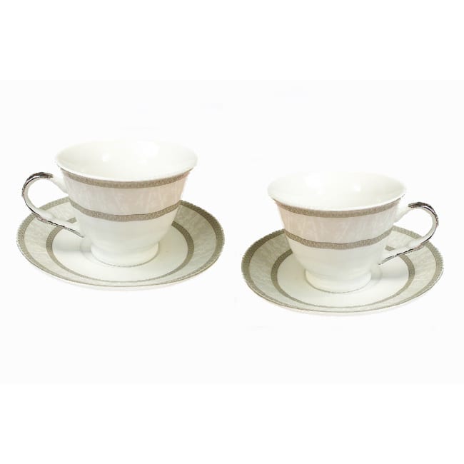 D'Lusso Designs Silver Band 4-piece Espresso Set