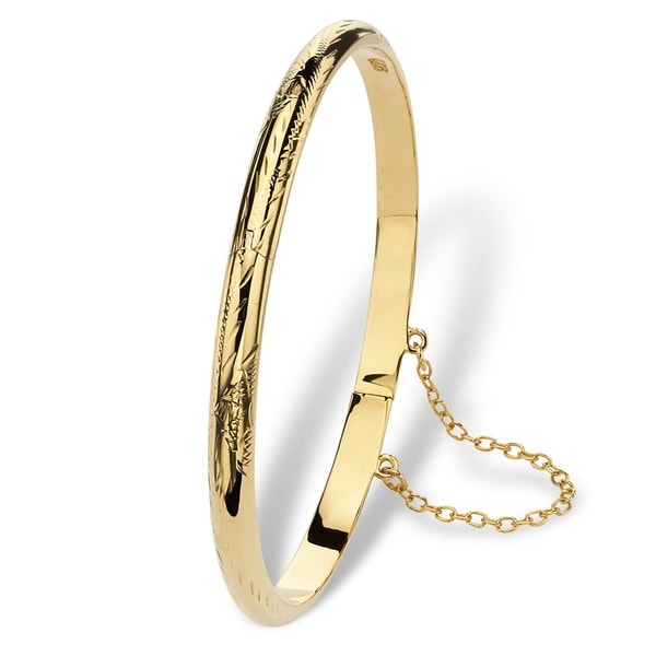 PalmBeach Tailored 18k Yellow Gold over Sterling Silver Etched 7 inch