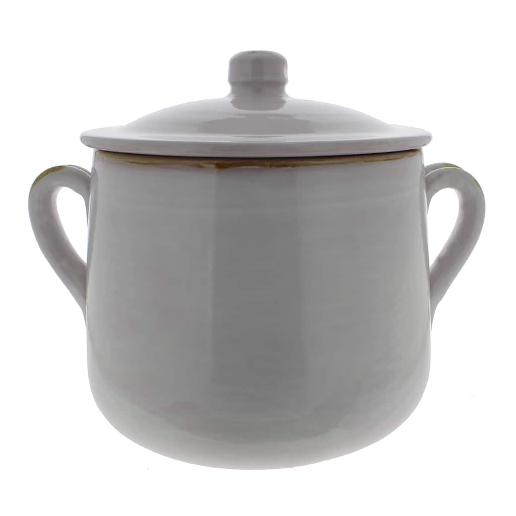 French Home 5.5-quart White Stoneware Stock Pot with Lid