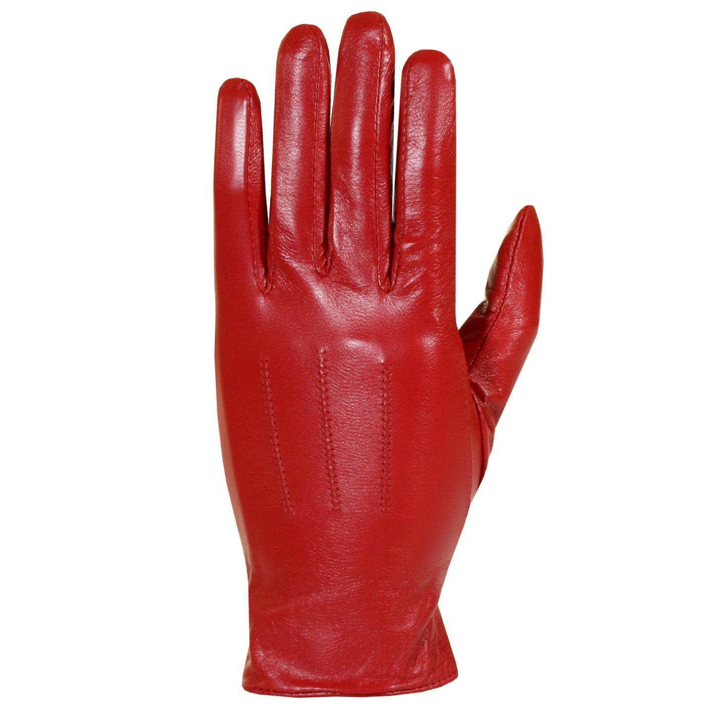 ladies red leather gloves