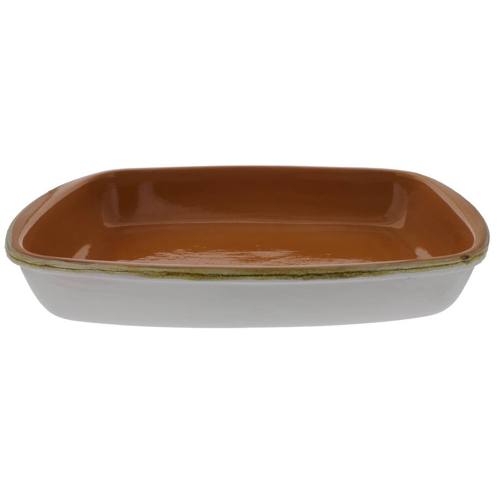 French Home 17-Inch White Stoneware Rectangular Baker