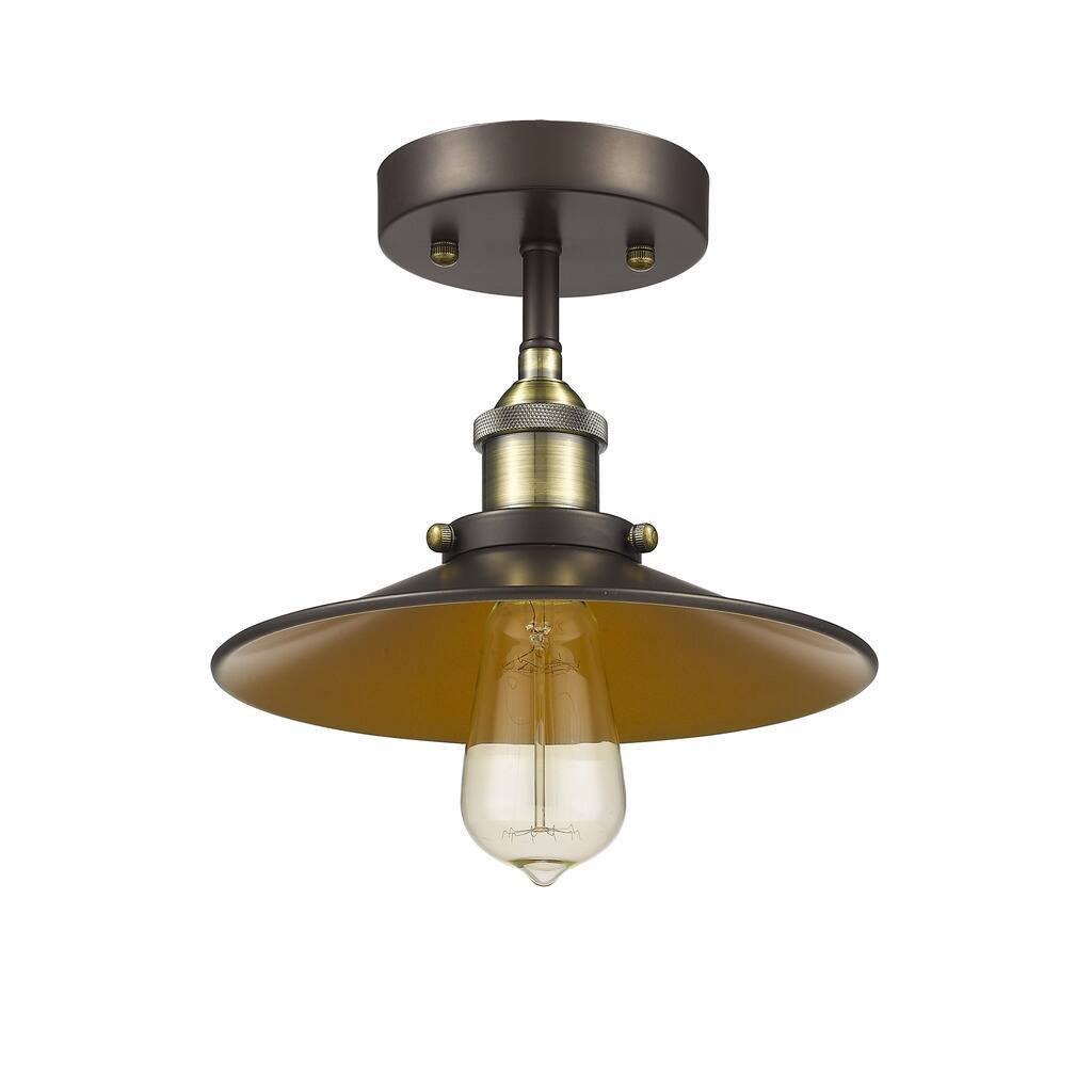 Chloe Loft/ Industrial 1-light Oil Rubbed Bronze Semi-flush Mount