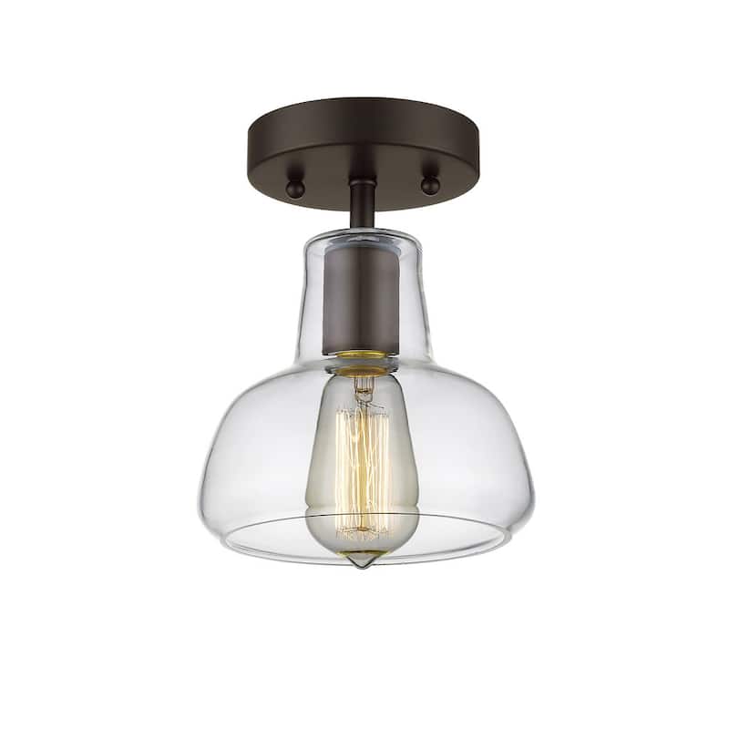 Industrial 1-light Oil Rubbed Bronze Semi-Flush Mount