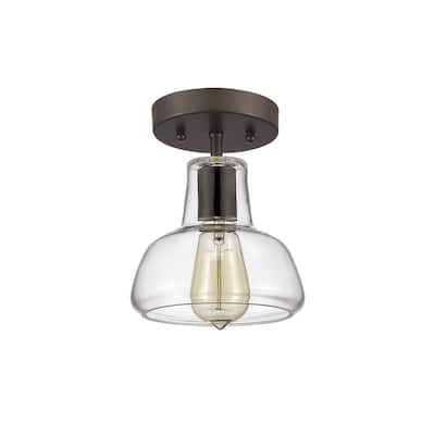 Industrial 1-light Oil Rubbed Bronze Semi-Flush Mount