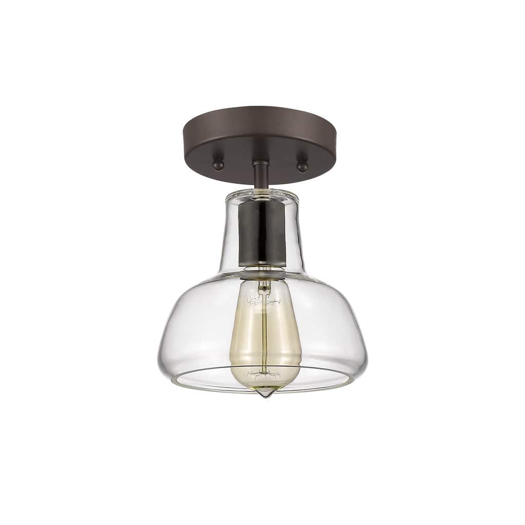 Industrial 1-light Oil Rubbed Bronze Semi-Flush Mount