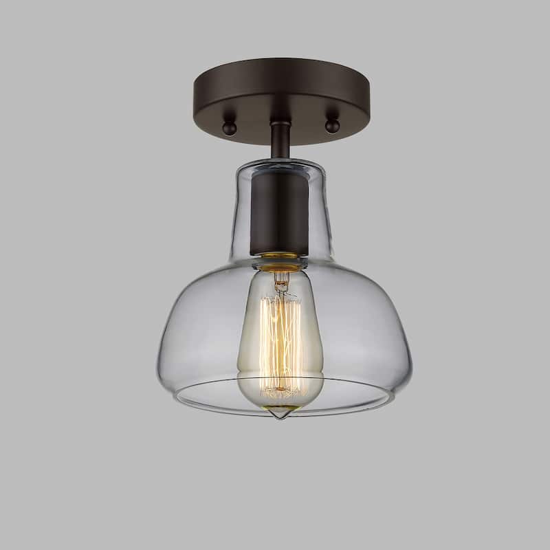 Industrial 1-light Oil Rubbed Bronze Semi-Flush Mount