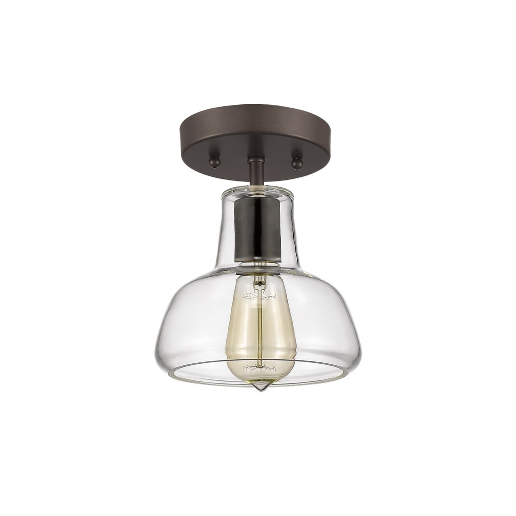 Industrial 1-light Oil Rubbed Bronze Semi-Flush Mount