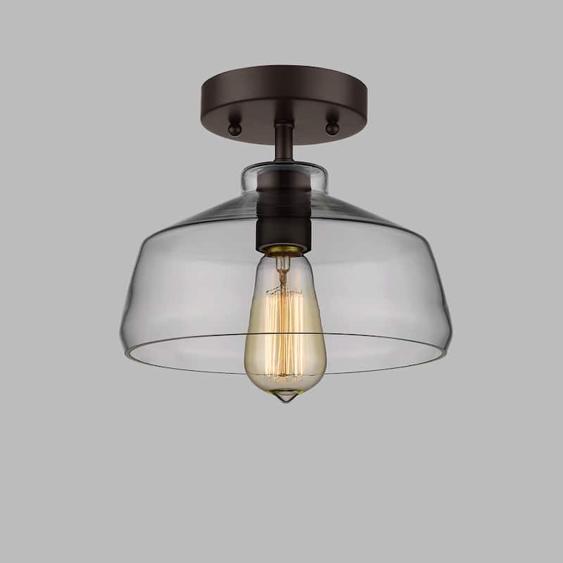 Chloe Loft/Industrial 1-light Oil Rubbed Bronze Semi Flush