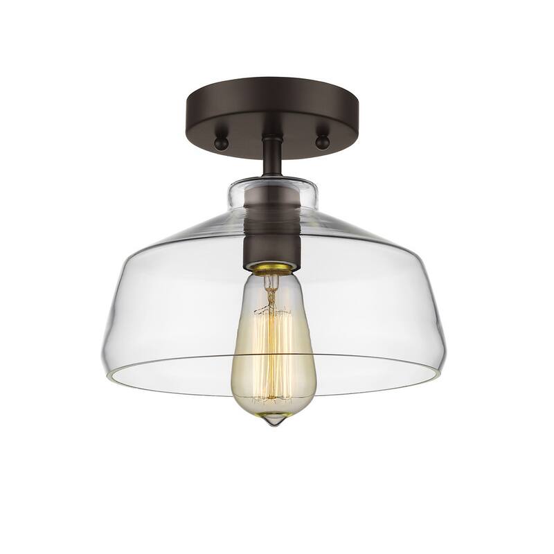 Chloe Loft/Industrial 1-light Oil Rubbed Bronze Semi Flush