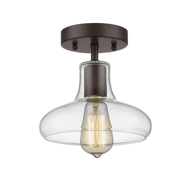 Industrial 1-light Oil Rubbed Bronze Semi-Flush Mount