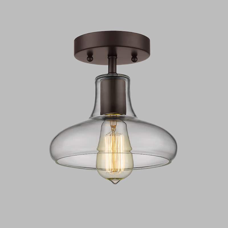 Industrial 1-light Oil Rubbed Bronze Semi-Flush Mount