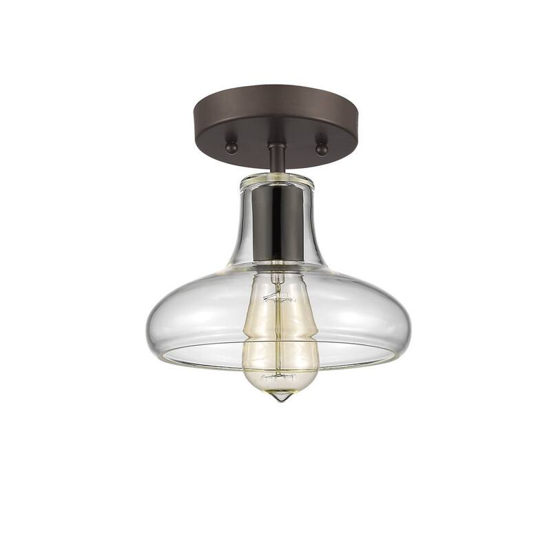 Industrial 1-light Oil Rubbed Bronze Semi-Flush Mount