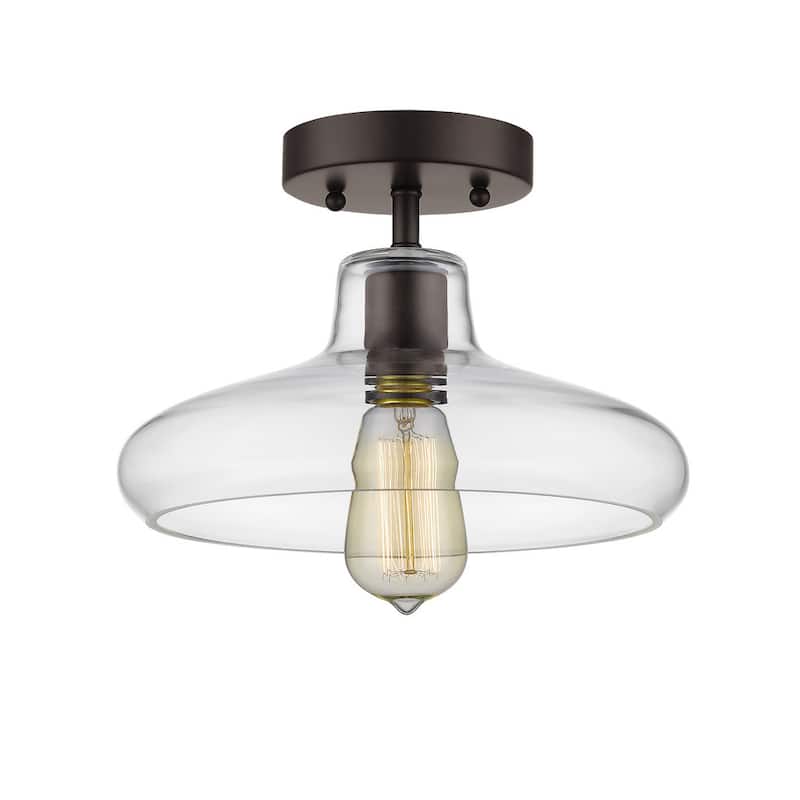 Chloe Loft/Industrial 1-light Oil Rubbed Bronze Semi-flush
