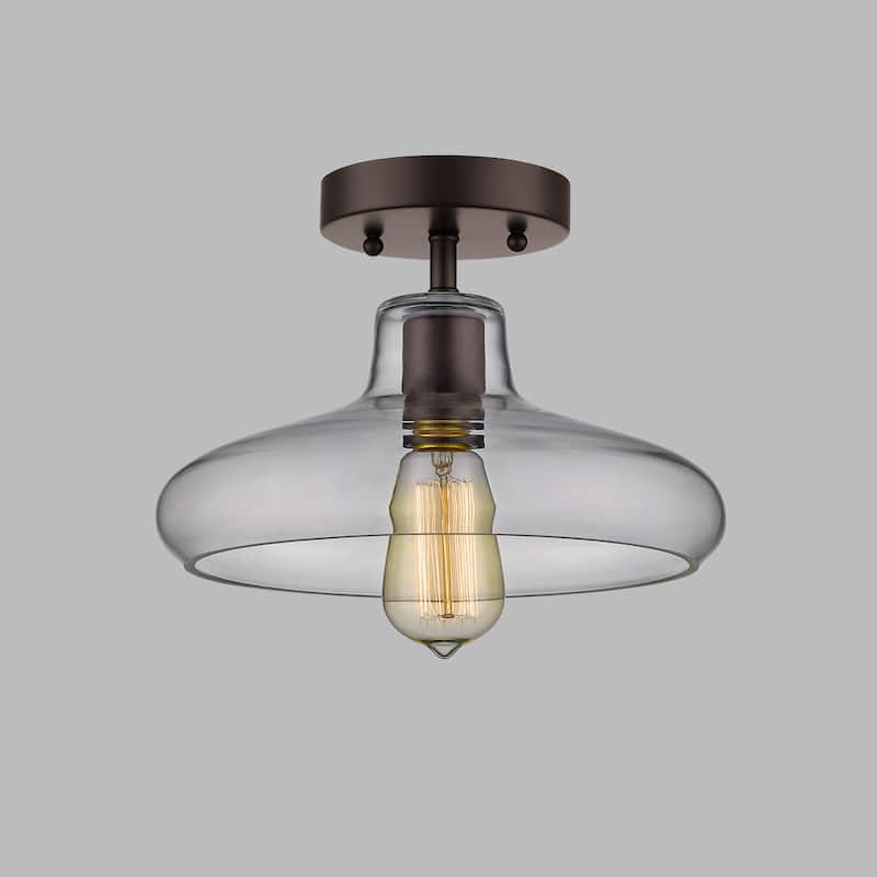 Chloe Loft/Industrial 1-light Oil Rubbed Bronze Semi-flush