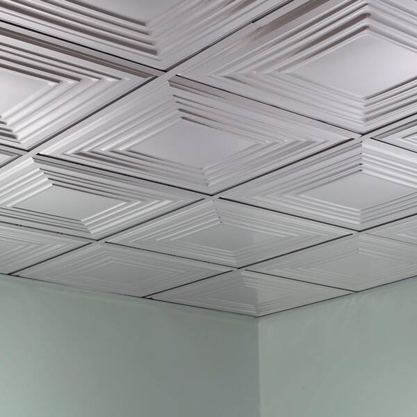 Fasade Traditional Style 3 Brushed Aluminum 2 Foot Square Lay In Ceiling Tile Overstock