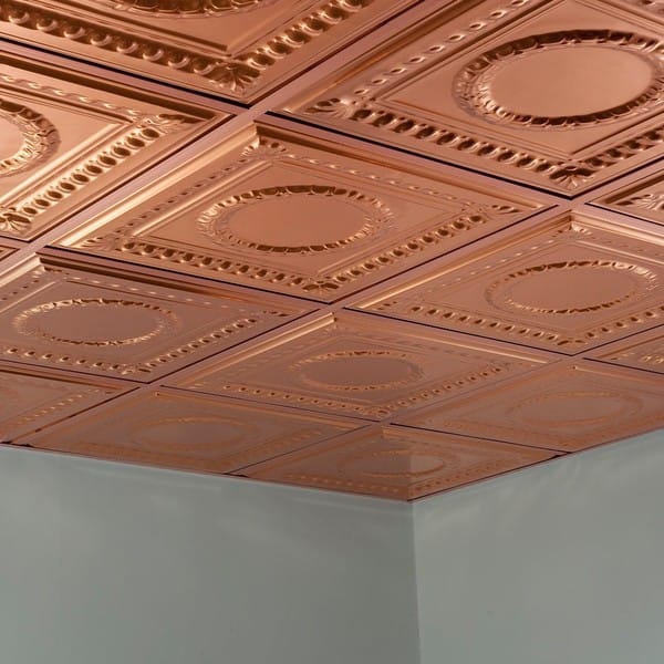 Shop Fasade Rosette Polished Copper 2 Foot Square Lay In Ceiling