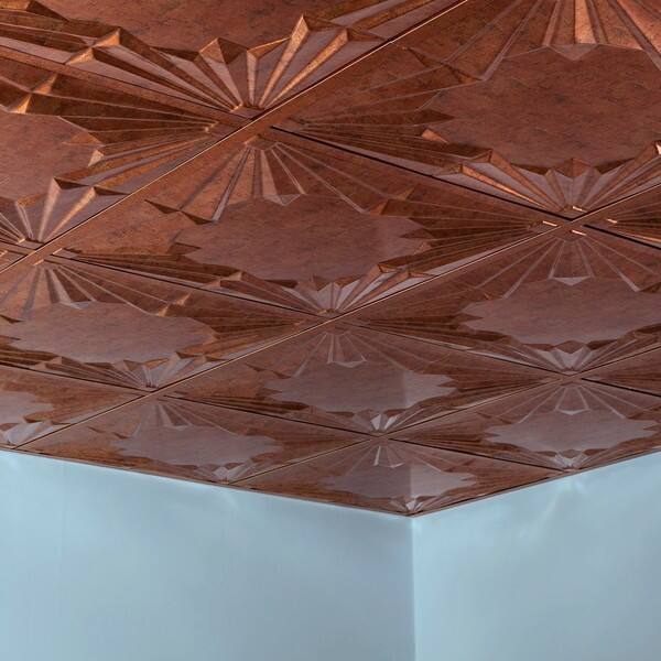 Muted Pattern Ceiling Fasade Art Deco Muted Gold 2-foot Square Lay-in Ceiling Tile - Bed Bath ...