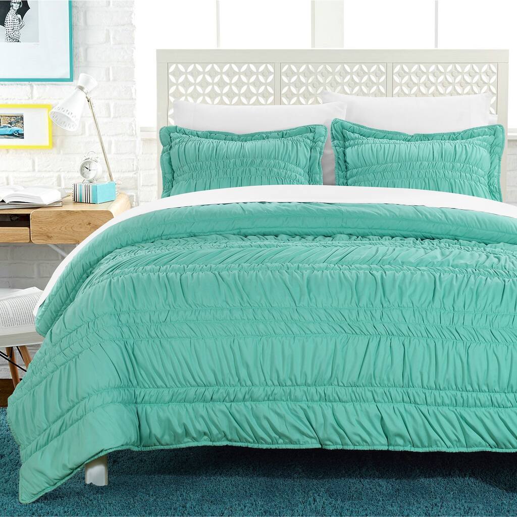 Chic Home Caress Pleated Ruffled Technique 3-piece Quilt Set