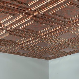 Fasade Coffer Copper Fantasy 2-foot Square Lay-in Ceiling Tile - Bed ...