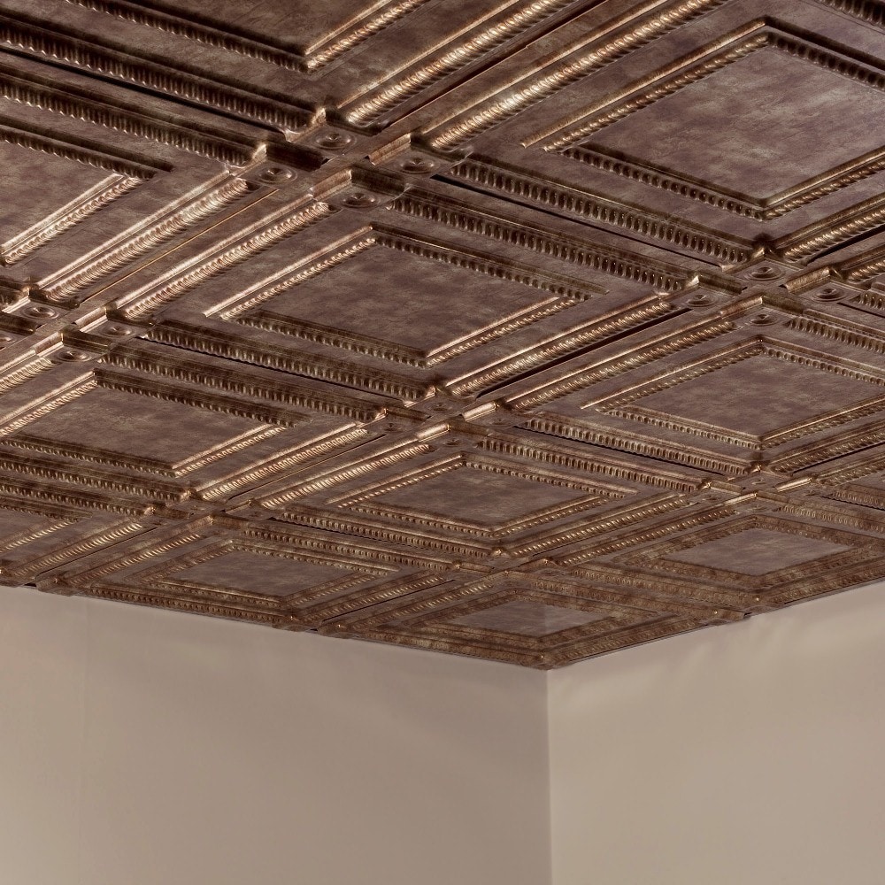 Fasade Coffer Bermuda Bronze 2 Foot Square Lay In Ceiling Tile