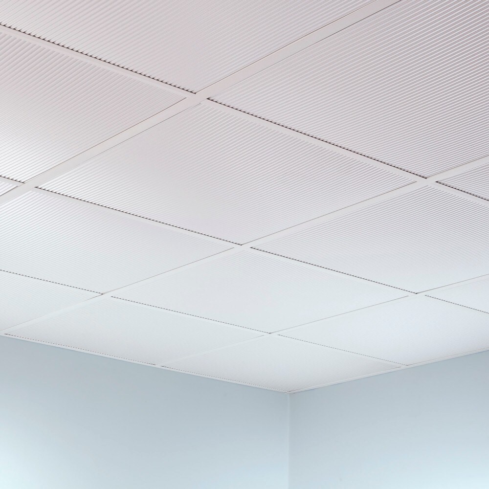 Fasade Rib Gloss White 2 Foot Square Lay In Ceiling Tile