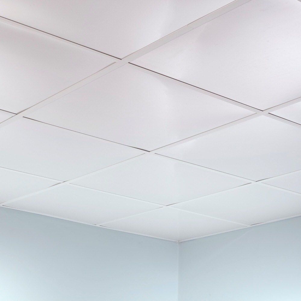 Shop Fasade Flat Matte White 2 Foot Square Lay In Ceiling Tile