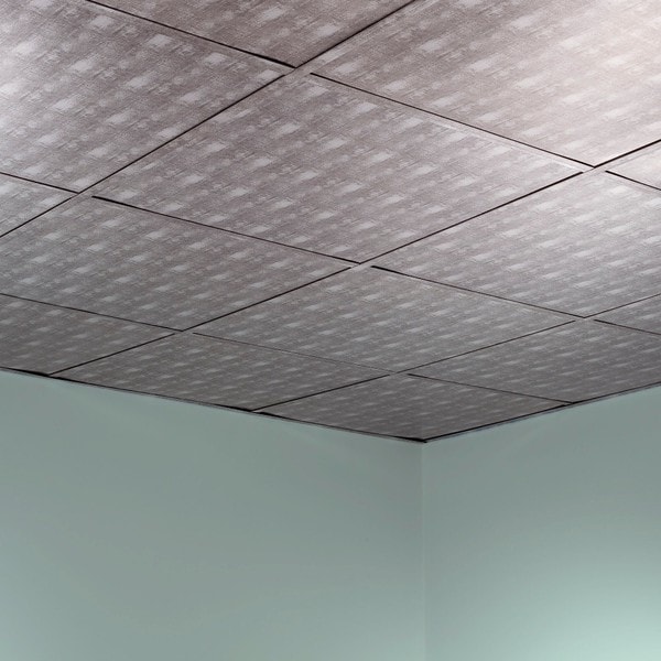 Shop Fasade Flat Crosshatch Silver 2-foot Square Lay-in Ceiling Tile ...