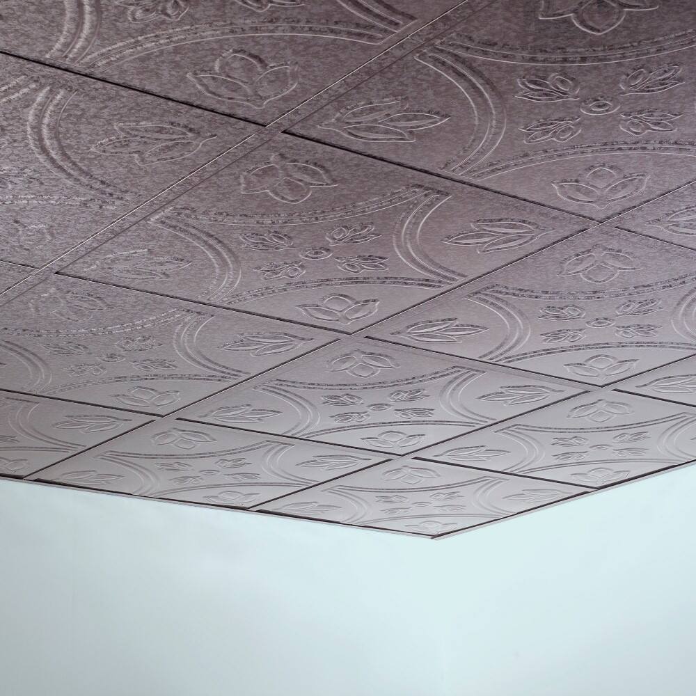 Fasade Traditional Style #5 Galvanized Steel 2-foot Square Lay-in Ceiling Tile