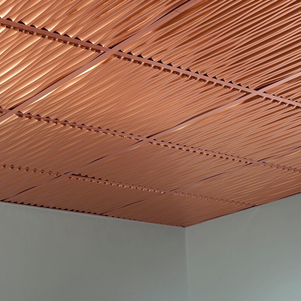 Fasade Dunes Polished Copper 2 Foot Square Lay In Ceiling Tile