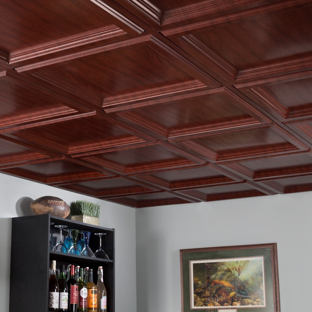 Shop Fasade Classic Coffer Cherry 2 Foot Square Lay In Ceiling