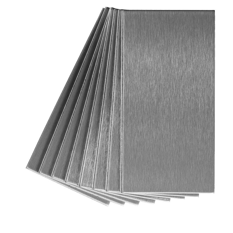 Aspect 3x6-inch Brushed Stainless Long Grain Metal Tile (8-pack) - 3x6 Sample