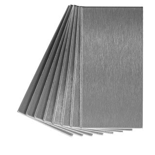 Aspect 3x6-inch Brushed Stainless Long Grain Metal Tile (8-pack)