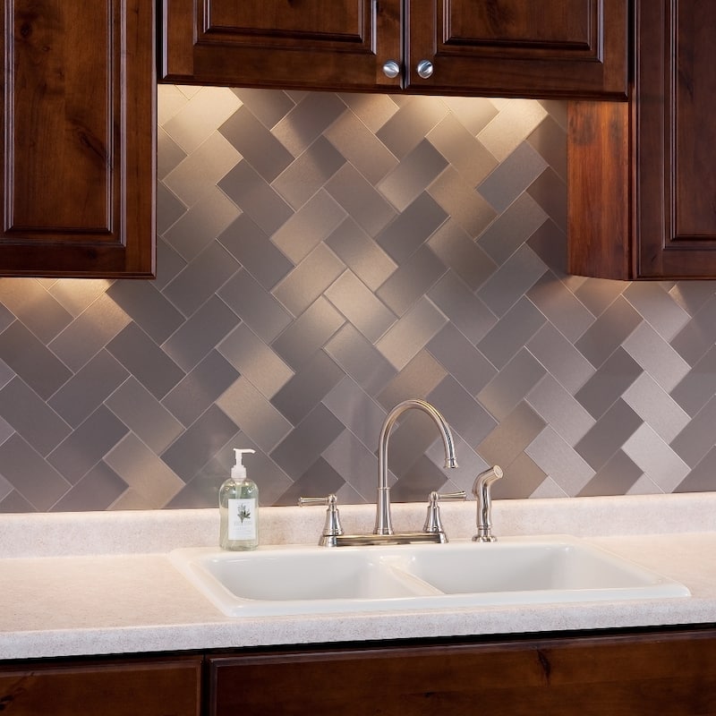 Aspect 3x6-inch Brushed Stainless Long Grain Metal Tile (8-pack)
