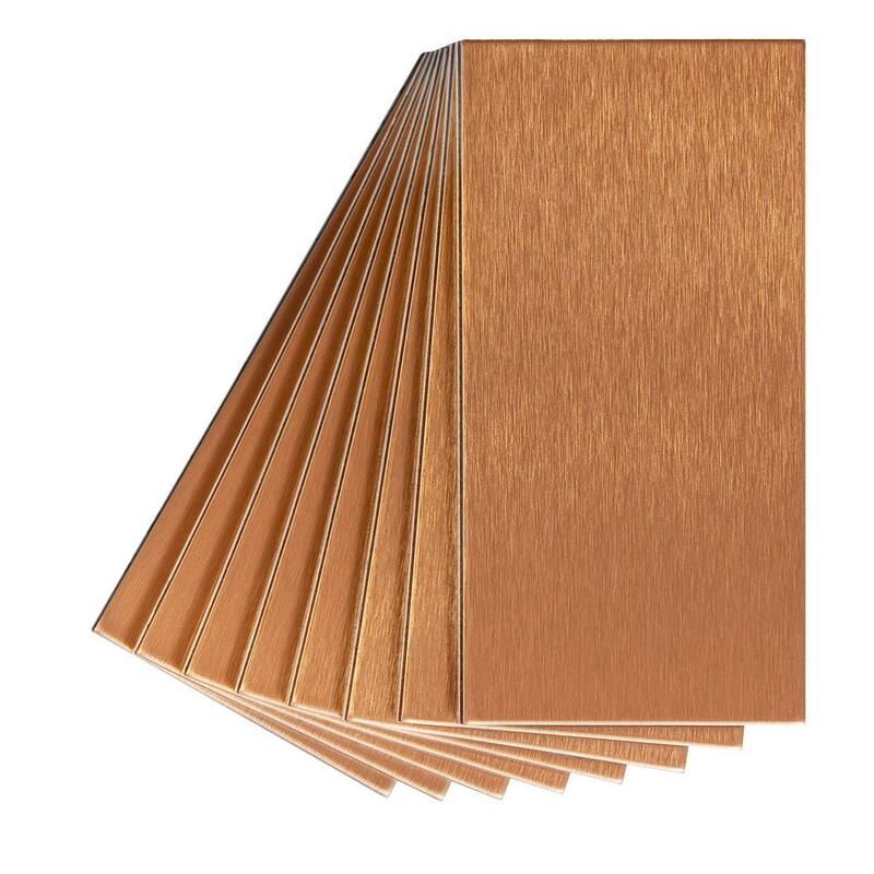 Aspect 3x6-inch Brushed Copper Long Grain Metal Tile (8-pack) - 3"x6"/8 Pack