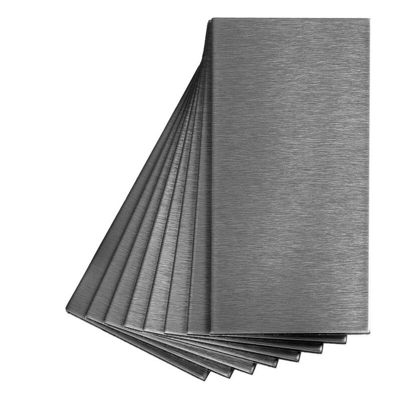 Aspect 3x6-inch Brushed Stainless Short Grain Metal Tile (8-pack)