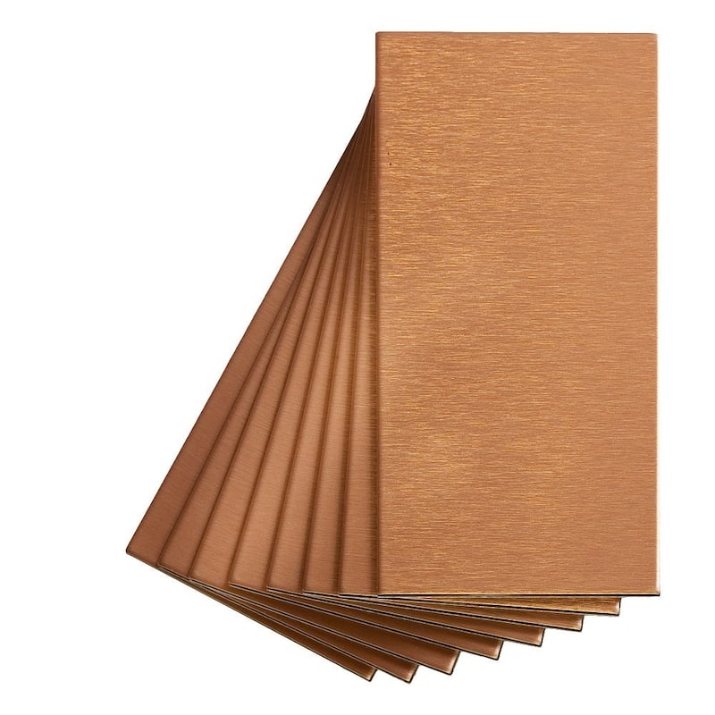 Aspect 3x6-inch Brushed Copper Short Grain Metal Tile
