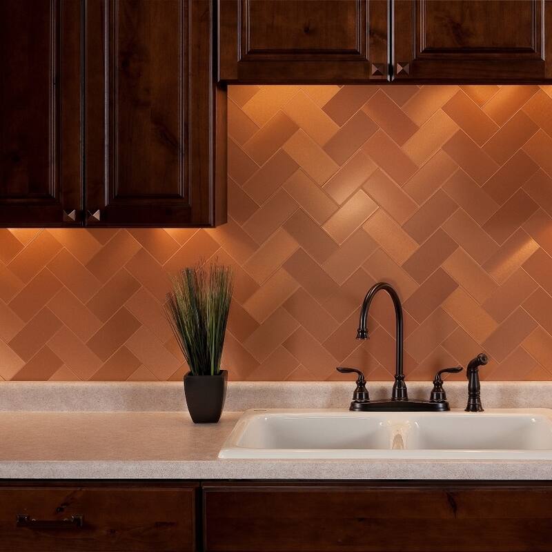 Aspect 3x6-inch Brushed Copper Short Grain Metal Tile