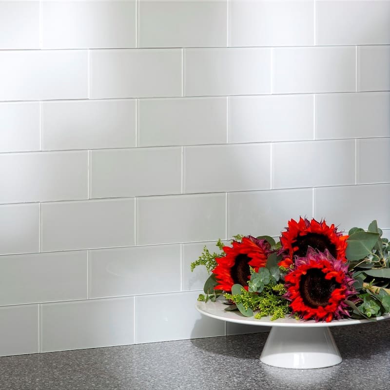 Aspect Glass 3x6-inch Tile in Frost (8-pack)