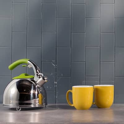Aspect 3x6-inch Storm Cloud Glass Tile (8-pack)
