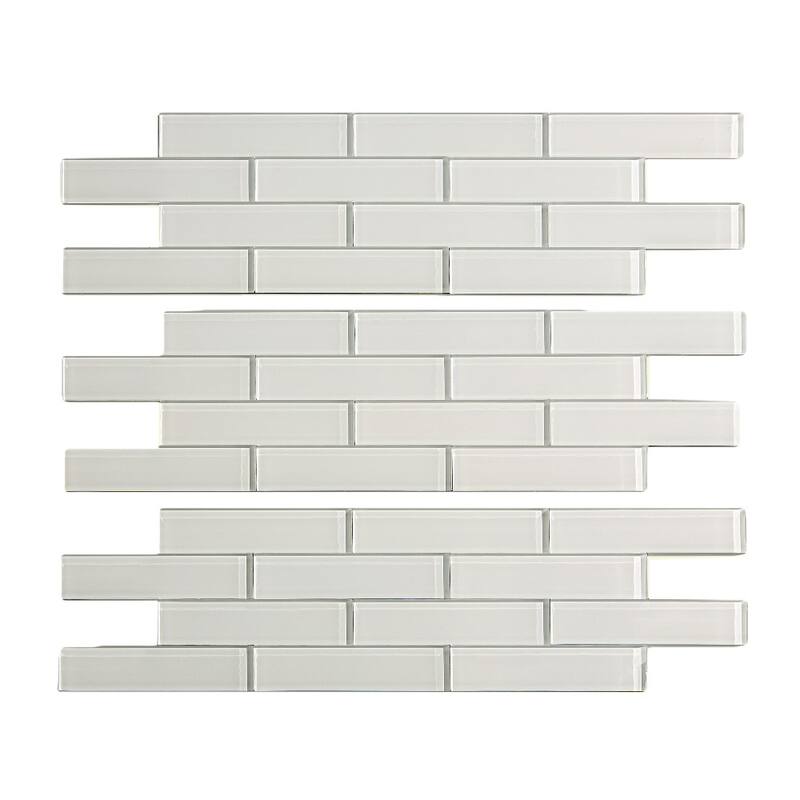 Aspect Glass 12x4-inch Matted Subway Tile in Frost Peel & Stick Tiles (3-pack)