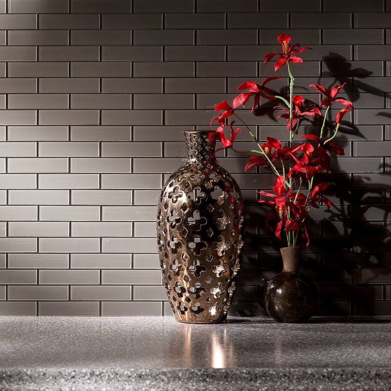 Aspect 12x4-inch Matted Subway Glass Leather Peel & Stick Tiles (3-pack)