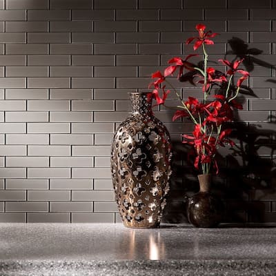 Aspect 12x4-inch Matted Subway Glass Leather Peel & Stick Tiles (3-pack)