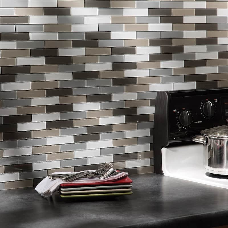 Aspect 12x4-inch Matted Subway Glass Rusted Clay Peel & Stick Tiles (3-pack)