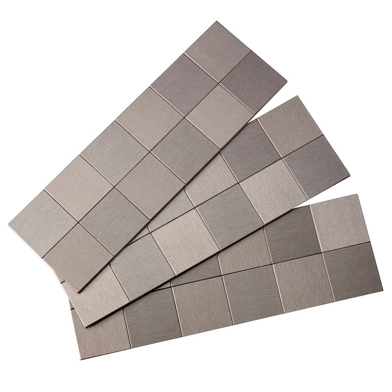 Aspect 12x4-inch Square Stainless Matted Metal Tile (3-pack)