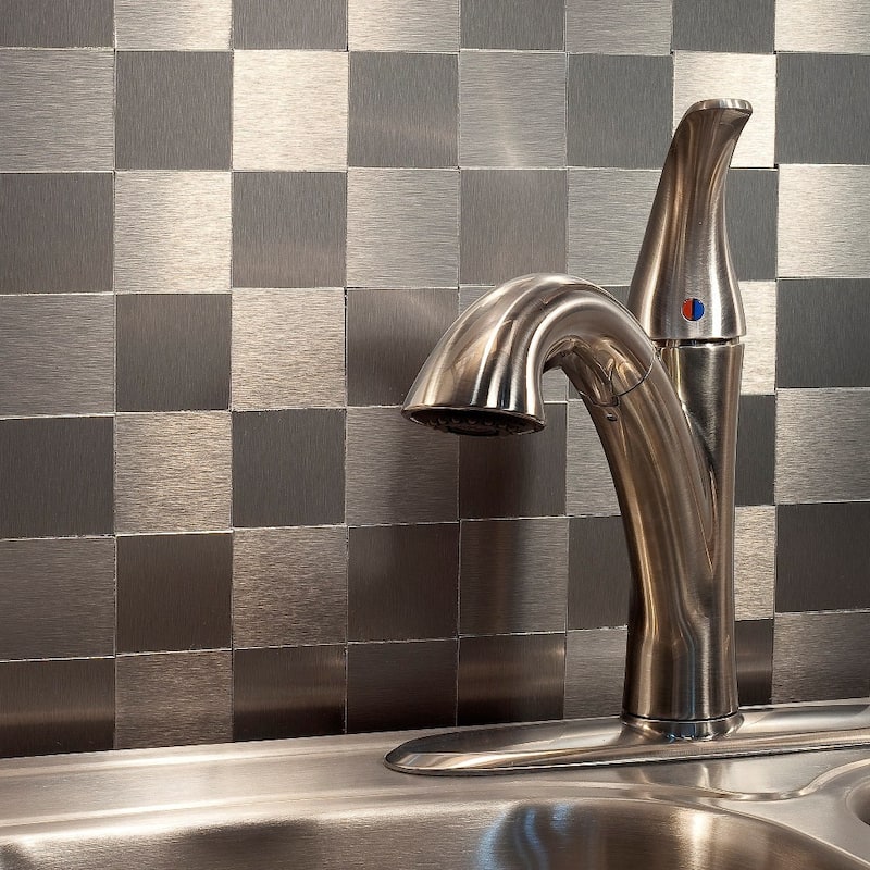 Aspect 12x4-inch Square Stainless Matted Metal Tile (3-pack)