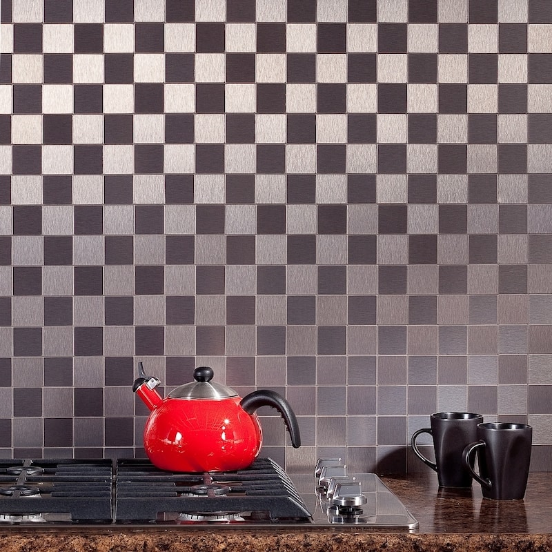 Aspect 12x4-inch Square Stainless Matted Metal Tile (3-pack)