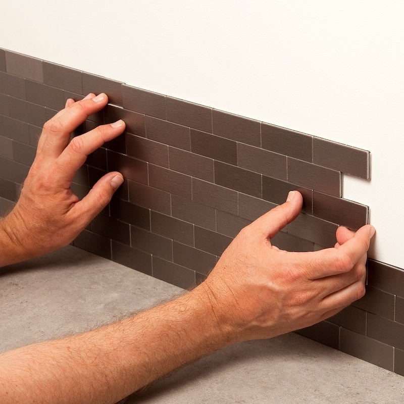 Aspect 12x4-inch Subway Stainless Matted Metal Tile (3-pack)