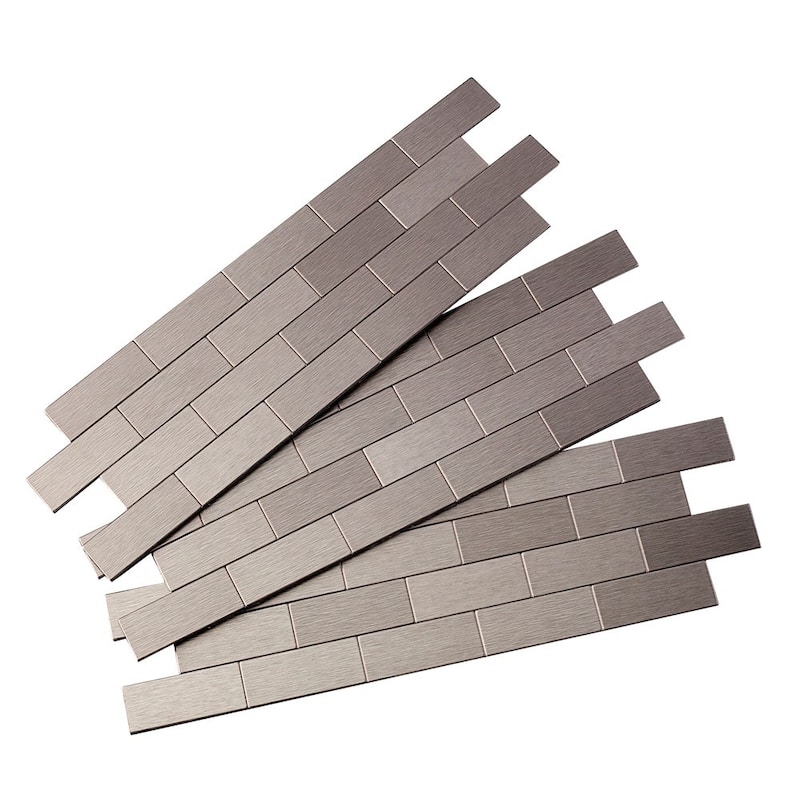 Aspect 12x4-inch Subway Stainless Matted Metal Tile (3-pack)