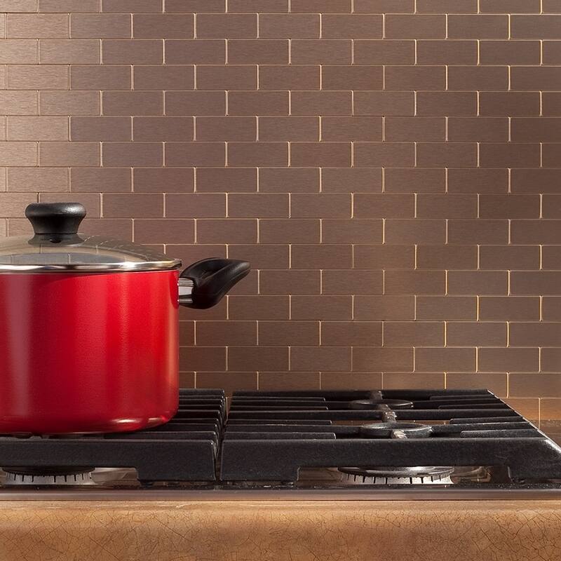 Aspect 12x4-inch Subway Champagne Matted Metal Tile (3-pack)