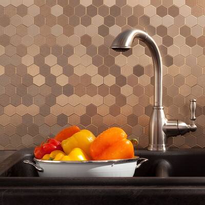 Aspect 11x4-inch Honeycomb Champagne Matted Metal Tile (3-pack)